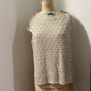 Alice Olivia linen beaded crotchet top in s/p
